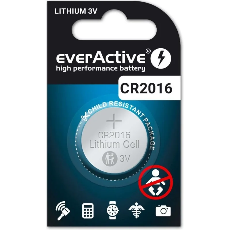 EverActive CR2016 pile bouton lithium 3V EverActive CR2016 pile bouton lithium 3V
